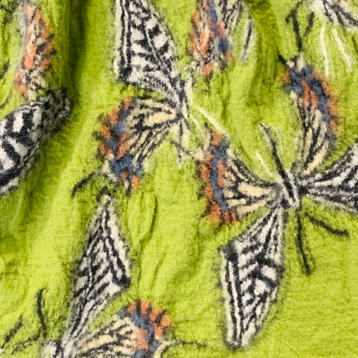 KAPITAL Green White Butterfly Oversized Wool Scarf