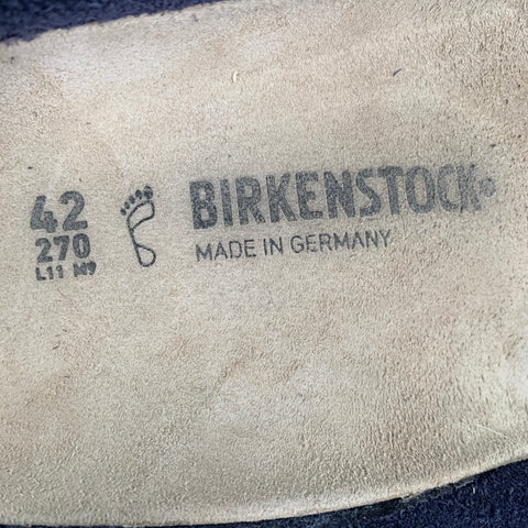 BIRKENSTOCK Size 9 Navy Khaki Mixed Fabrics Suede Slide Sandals