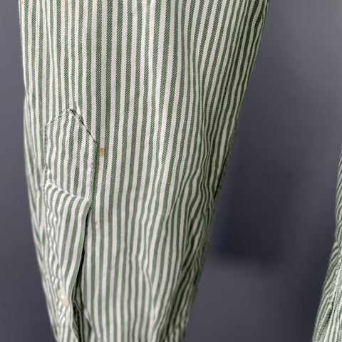 SUIT SUPPLY Size 40 Green White Stripe Cotton Spread Collar Long Sleeve Shirt