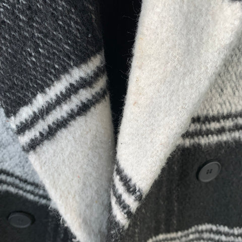Manteau croisé ALLSAINTS taille 38 en mélange de laine carreaux noir blanc gris