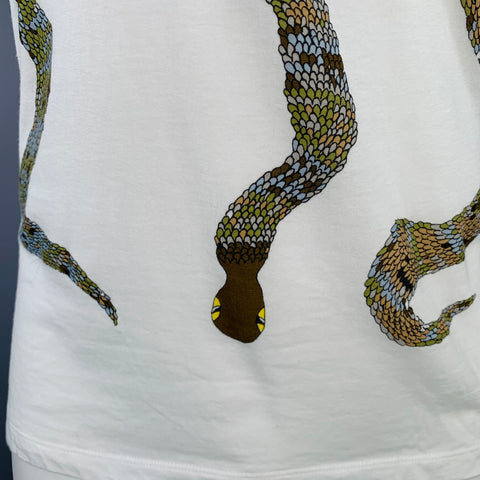 MARC by MARC JACOBS Size M White Olive Snake Cotton Short Sleeve T-shirt