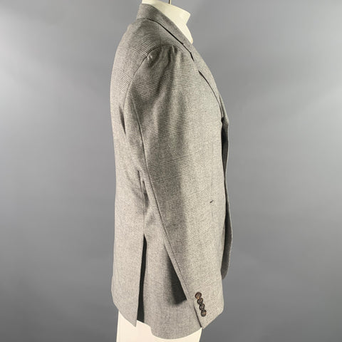 BRUNELLO CUCINELLI Size 46 Grey Glen Check Wool Cashmere Sport Coat