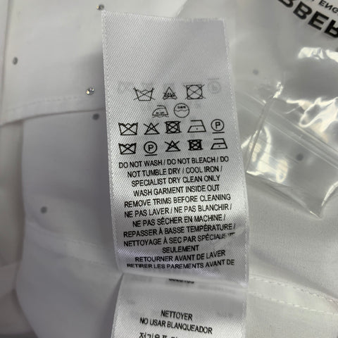 BURBERRY Size S Evening Gem White Embellishment Cotton Tuxedo Long Sleeve Shirt