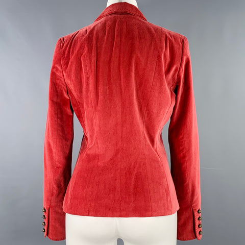 ELIE TAHARI Size 8 Red Cotton Blend Notch Lapel Jacket Blazer