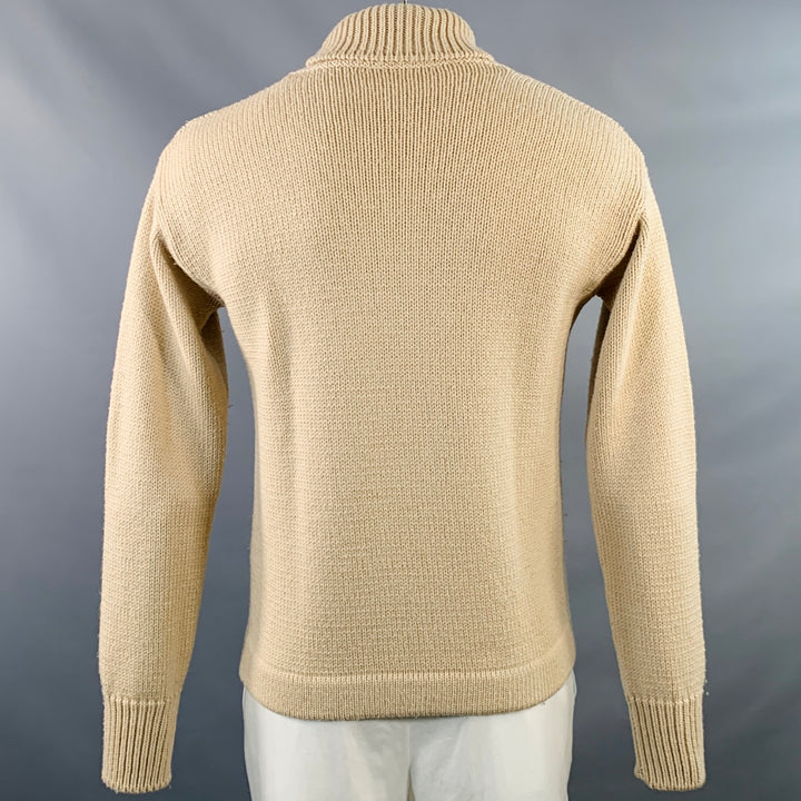 GRP Size L Beige Knit Merino Wool Turtleneck Sweater