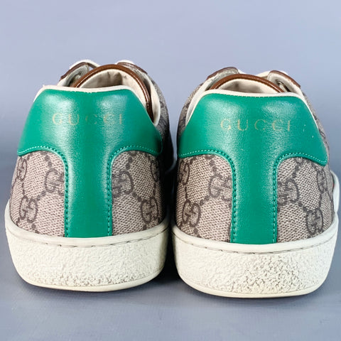 GUCCI Size 8 Fake/Not Brown Multi Color Monogram Canvas Low Top Sneakers