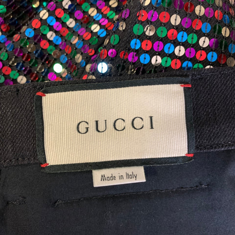 GUCCI Size 32 Black Multi Color Cotton &  Elastane Sequined Zip Fly Jeans