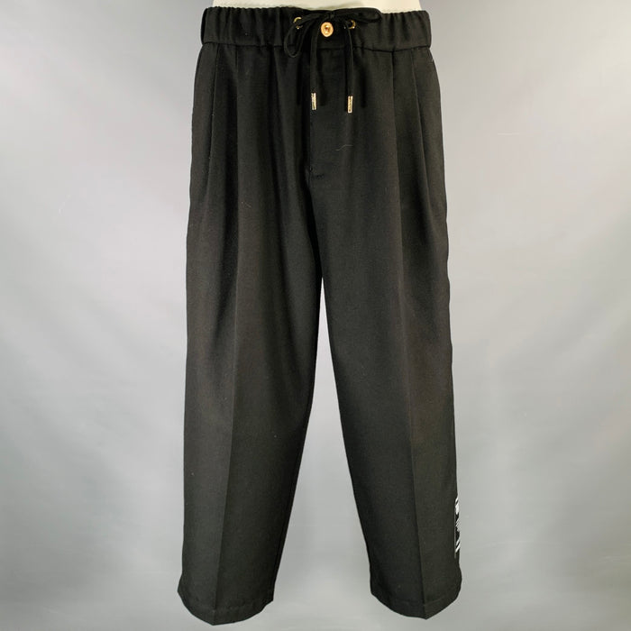 VERSACE JEANS COUTURE Size L Black Polyester Blend Pleated Casual Pants