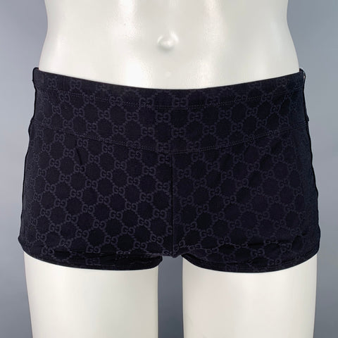 GUCCI Size S Guccissima Black Monogram Logo Polyamide Blend Drawstring Speedo