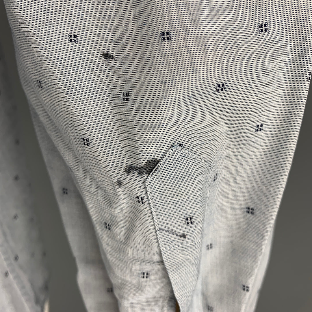 SALVATORE FERRAGAMO Size L Grey Pattern Cotton Button Up Long Sleeve Shirt