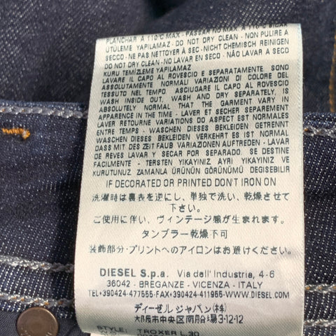 DIESEL Size 30 Troxer Blue Contrast Stitch Cotton Blend Skinny Jeans
