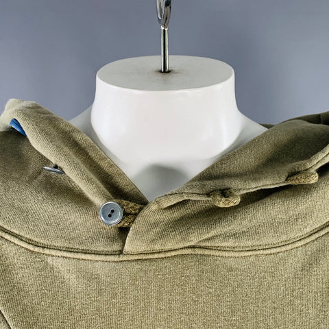 KAPITAL Size L Olive Patchwork Cotton Hooded Sweatshirt