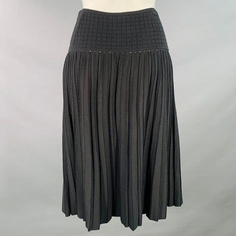 CHANEL Vintage 2005 Size 6 Black Viscose Blend Pleated Elastic Waistband Skirt