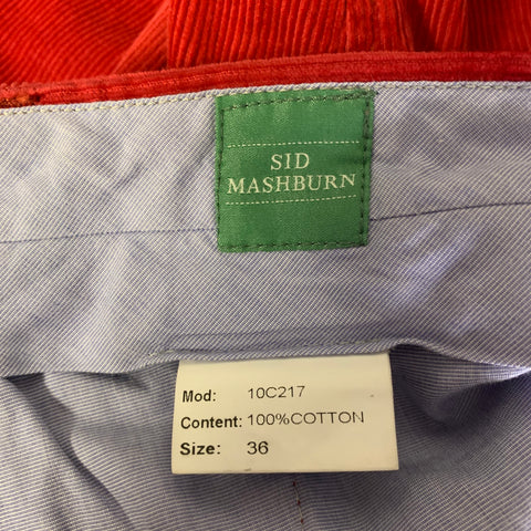 SID MASHBURN Size 36 Red Corduroy Cotton Baggy cut Casual Pants