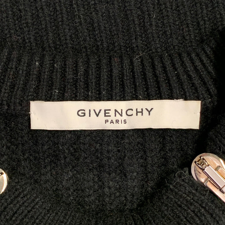 GIVENCHY Size L Black Red White Stripe Wool Blend Crew Neck Sweater