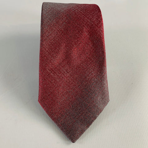 DRIES VAN NOTEN Burgundy Beige Diagonal Stripe Silk Tie