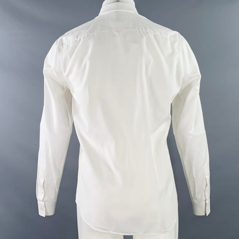 PRADA Size S White Cotton Button Down Collar One Pocket Long Sleeve Shirt