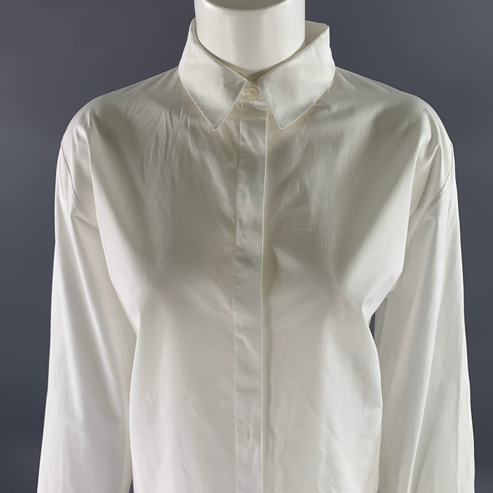 LORO PIANA Size 12 White Cotton Dress Shirt