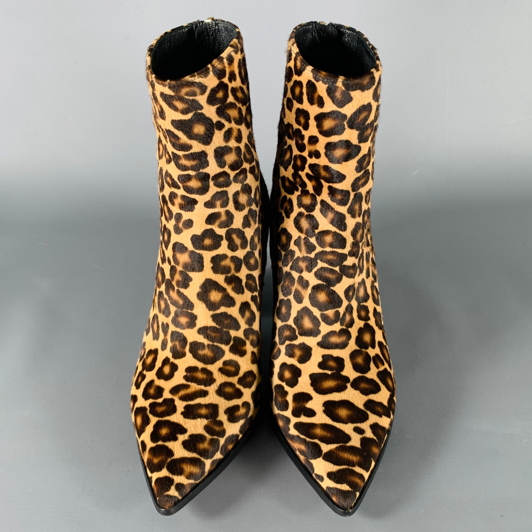 TAMARA MELLON Size 7 Brown Beige Animal Print Calf Hair Chunky Heel Boots