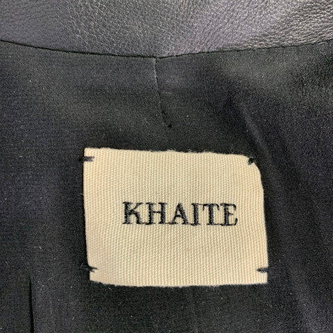 KHAITE Size S The Eden Black Leather Calfskin Trench Coat