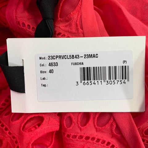 GIAMBATTISTA VALLI Size 4 Fuchsia Pink Cotton Eyelet Pleated Long Dress