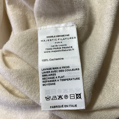 MAJESTIC FILATURES Size S Cream Roll Hem Cashmere T Shirt