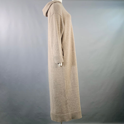 THE ROW Size M/L Ieva Heather Beige Cashmere Knit Hooded Maxi Dress