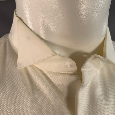 Chemise à manches longues de smoking Ermenegildo Zegna taille S, crème, texturée, col cassé, poignets mousquetaires