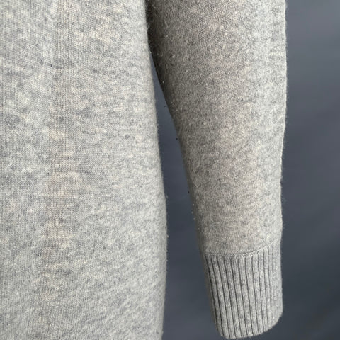 PROENZA SCHOULER Taille XS Gris chiné Mélange Cachemire Col Rond Grandes Poches Pull