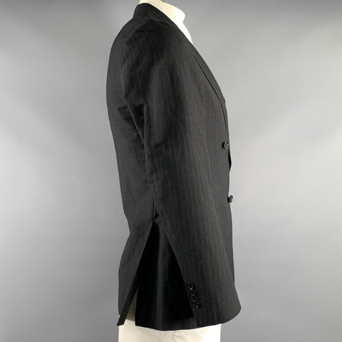 UNITED ARROWS Chest Size 48 Black Grey Pinstripe Cotton Blend Sport Coat