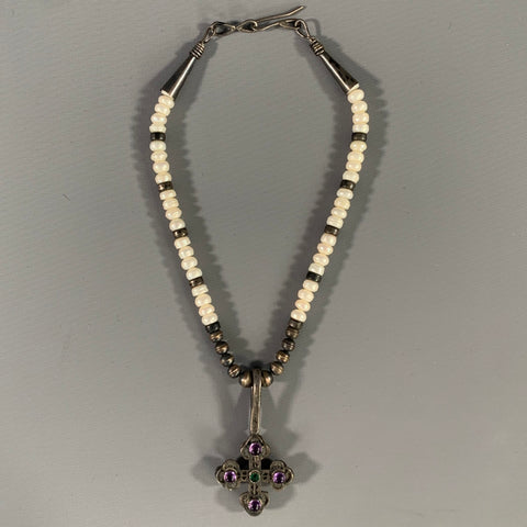 NO BRAND Cream Silver Stone Necklace