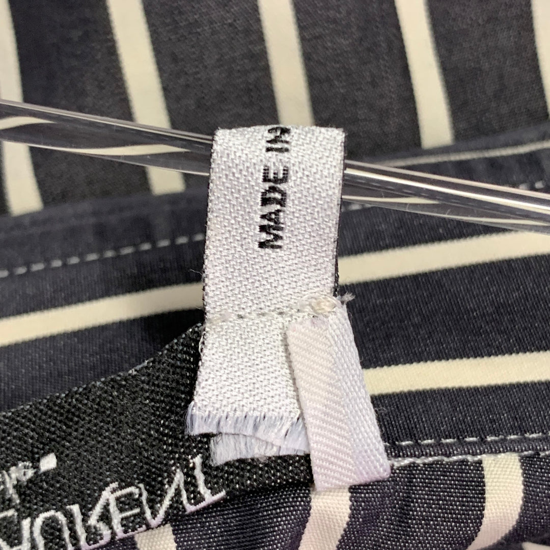 YVES SAINT LAURENT by TOM FORD Size M White Charcoal Grey Stripe Cotton Long Sleeve Shirt