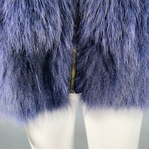 SAM Size M Navy Fox Fur Zip Up Vest