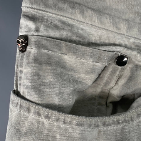 JOHN VARVATOS Size 33 Grey Marbled Cotton Linen Straight Button Fly Casual Pants