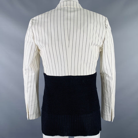 DOLCE & GABBANA Size 38 White Black Stripe Cotton Silk Sport Coat