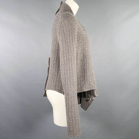 RUNDHOLZ Size M Grey Wool Cable Knit Distressed Asymmetrical Sweater