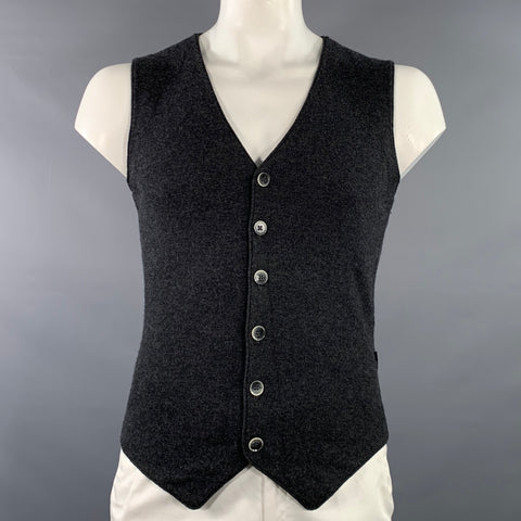 BOSS by HUGO BOSS Size M Grey Charcoal Wool Slim Fit V-Neck Vest