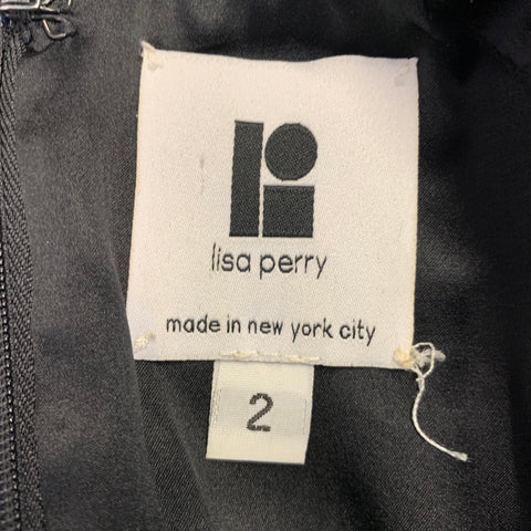 LISA PERRY Size 2 Black Cream Wool Circles Short Sleeve Dress