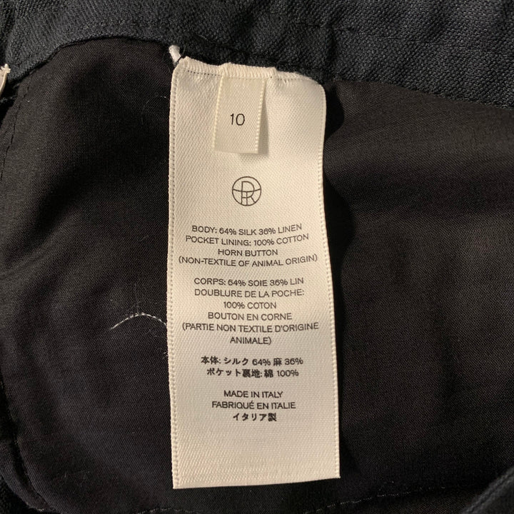 THE ROW Size 10 Navy Silk Linen Drawstring Pants