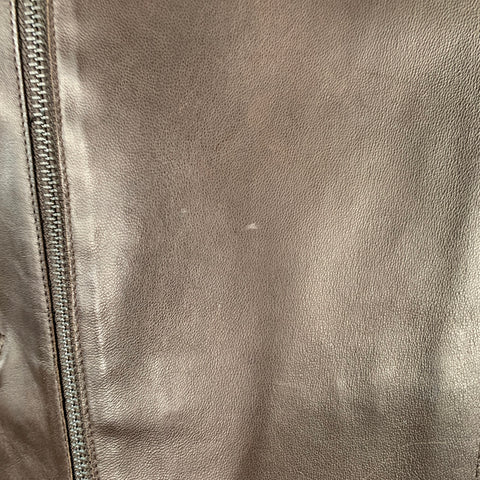 EMPORIO ARMANI Size 42 Brown Lambskin Leather Zip Up Jacket