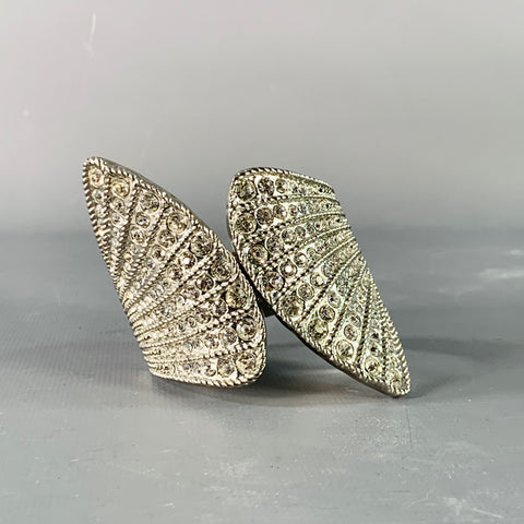 Bracelet jonc en métal argenté et strass VINTAGE