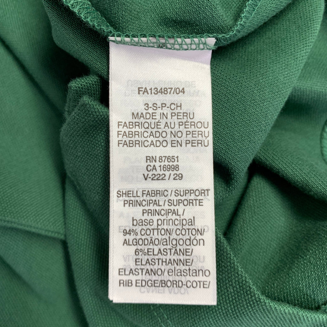 LACOSTE Size S Green Embroidery Cotton Blend Short Sleeve Polo