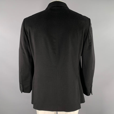 BARNEYS NEW YORK Size 44 Black Loro Piana Cashmere Notch Lapel Sport Coat