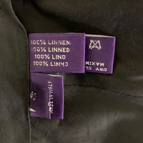 RALPH LAUREN Size 40 Navy Linen Wide Leg Casual Pants