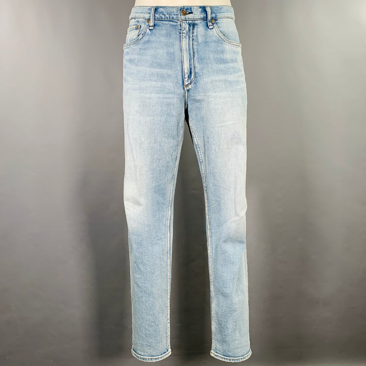 RAG & BONE Size 36 Blue Cotton Blend Straight Slim Five Pockets Jeans