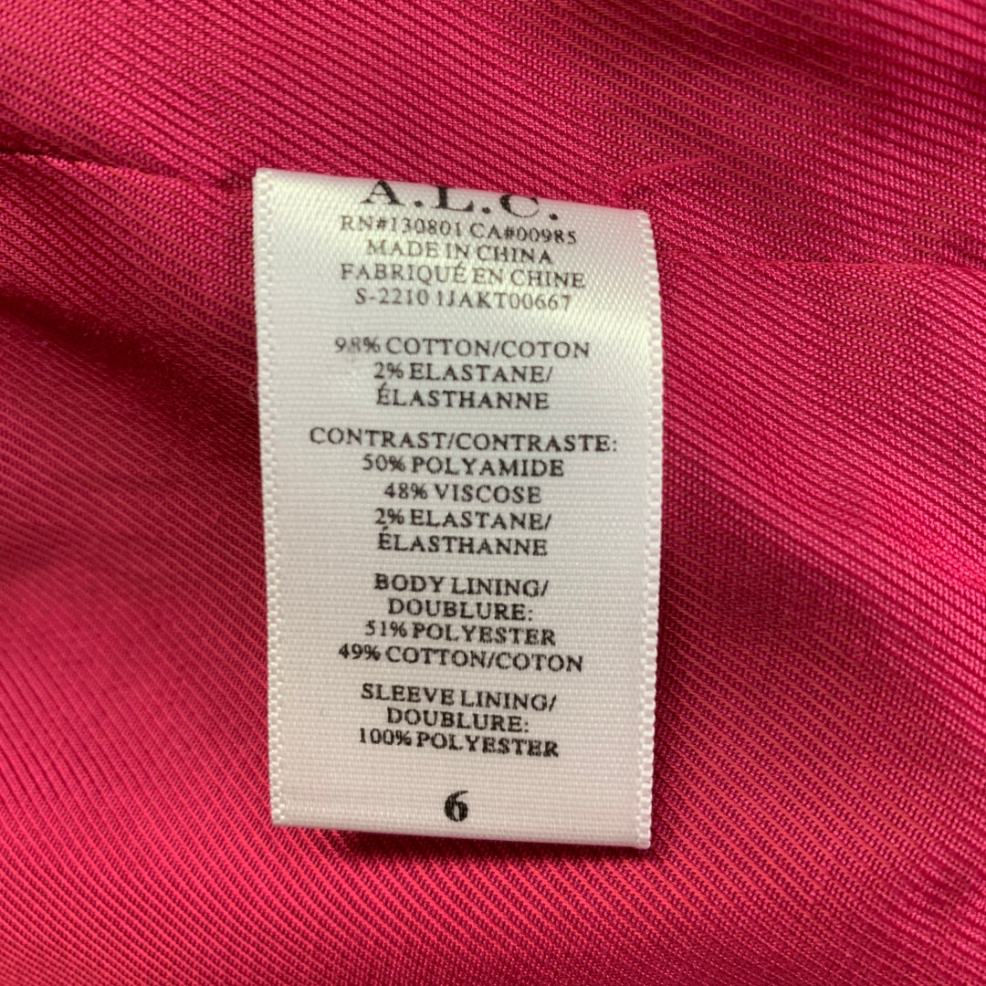 A.L.C. Size 6 Raspberry Red Velvet Peak Lapel Double Breasted Pantsuit