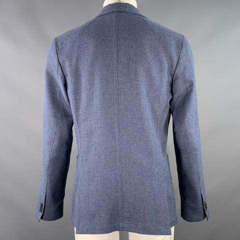 BOGA Size 40 Blue Heather Woven Wool Cotton Notch Lapel Jacket