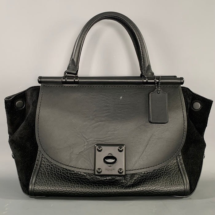 COACH Black B1781-38389 Suede Leather Handbag & Leather Goods