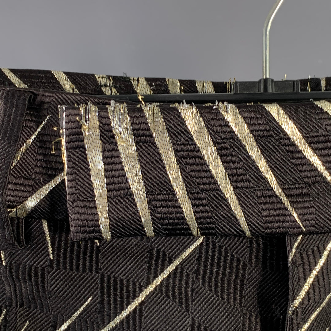 HAIDER ACKERMANN Size 32 Black Gold Jacquard Silk Blend Sunburst Cropped Casual Pants
