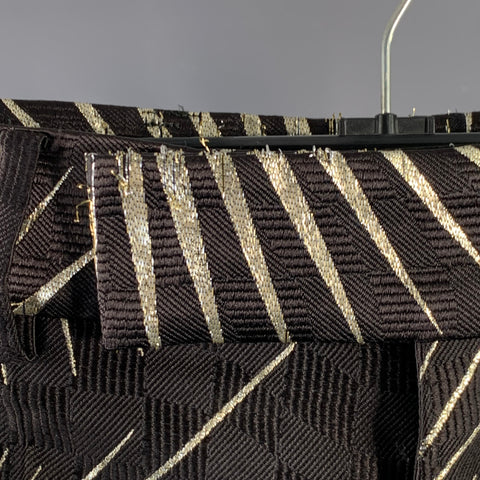 HAIDER ACKERMANN Size 32 Black Gold Jacquard Silk Blend Sunburst Cropped Casual Pants